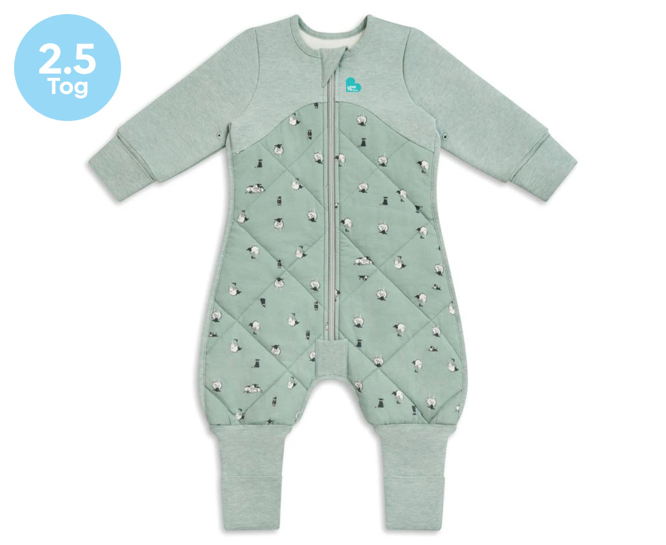 Love to Dream 2.5 Tog Cotton/Merino Wool Sleep Suit - Lamb's Best Friend/Olive