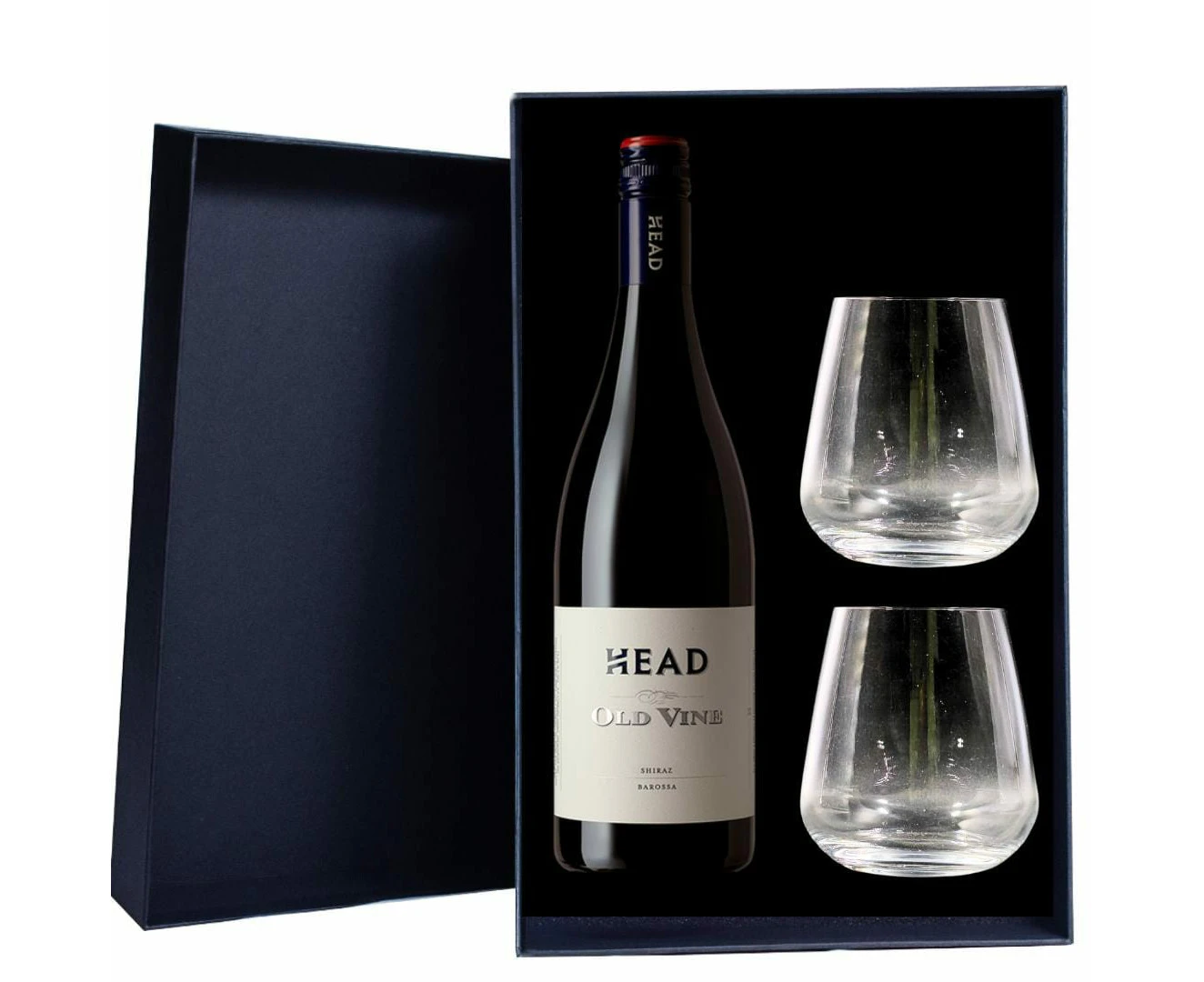 Head Wines Old Vine Shiraz Gift Hamper includes 2 Premium Wine Glass