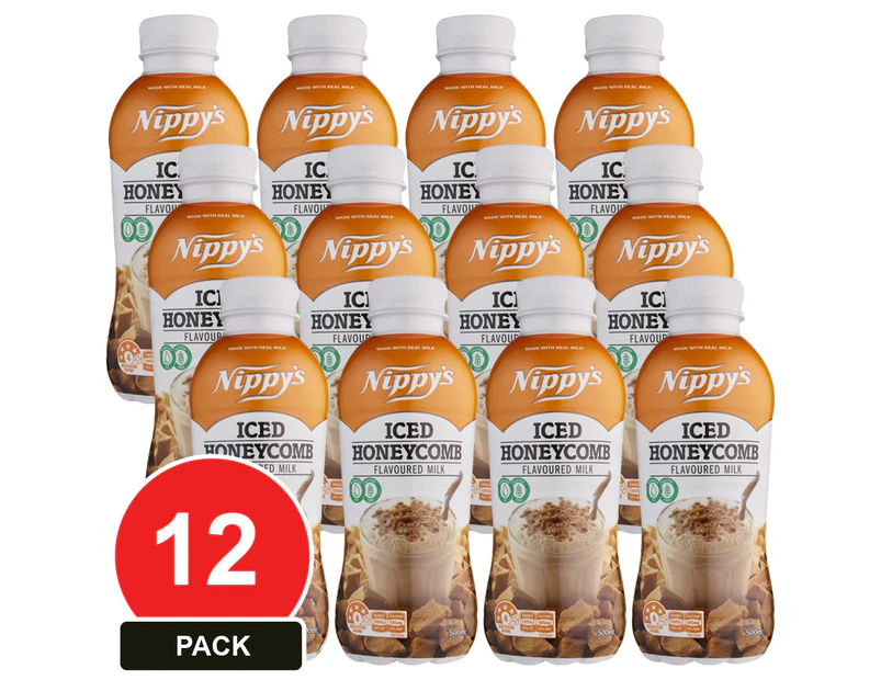 12 Pack, Nippy's 500ml Bottles Iced Honeycomb Flavoured Milk