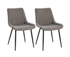 Giantex Dining Chair Set of 2 Faux-Leather Kitchen Chairs Upholstered Leisure Chairs w/Metal Legs, Grey
