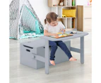 Giantex 3 in 1 Kids Convertible Table Set Children Activity Table & Chair Set Toddlers Toy Storgae Bench Grey