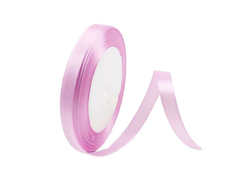 10mm Width Satin Hair Ribbon Wedding Party Decoration Gift Banquet 5m - Pink Purple