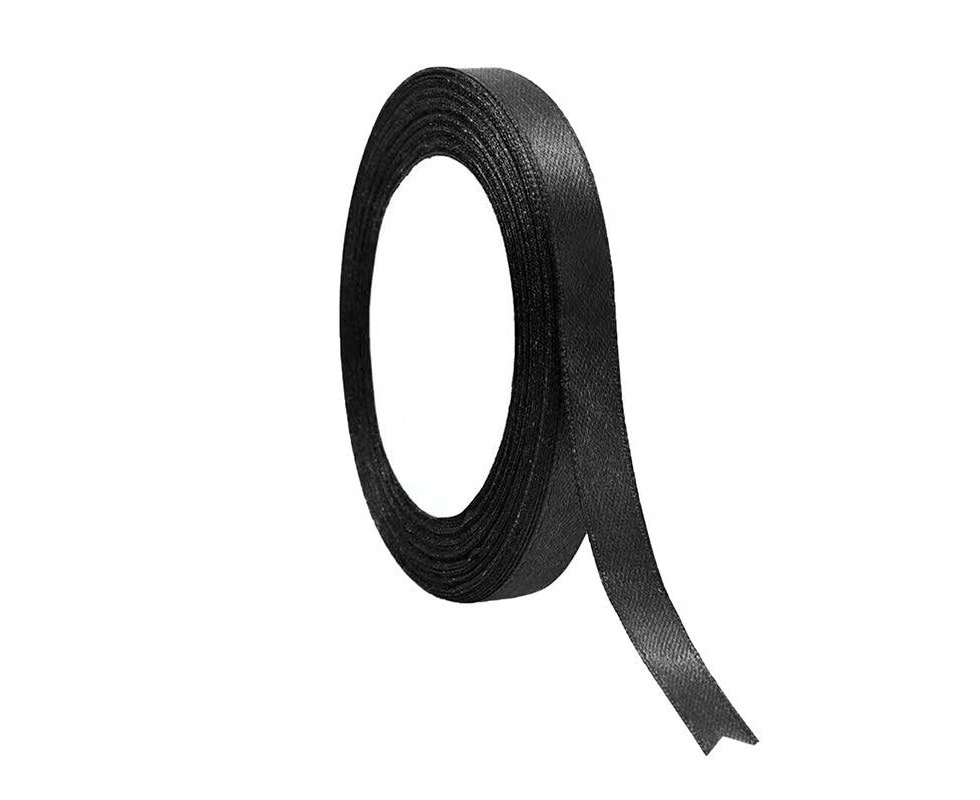 10mm Width Satin Hair Ribbon Wedding Party Decoration Gift Banquet 5m - Black