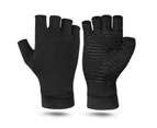 Copper Compression Arthritis Gloves Anti Slip Copper Infused Fingerless Gloves For Men Women Black L