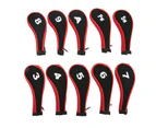 10Pcs Golf Club Head Cover Neoprene Golf Head Cover For Woods Irons Golfer Lovers Red