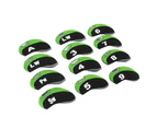 12 Pcs Golf Club Head Covers Golf Iron Pole Number Cover Club Protective Head Cover Black Green
