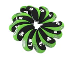 12 Pcs Golf Club Head Covers Golf Iron Pole Number Cover Club Protective Head Cover Black Green