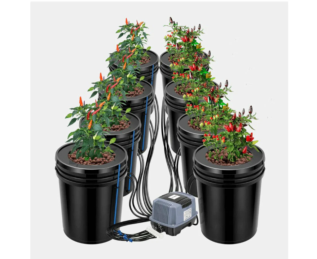 EverGrow 9x Pots DWC 20L Buckets Aerated System Kit Indoor Hydroponics Grower