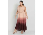BeMe - Plus Size - Womens Dress -  Sleeveless Eden Ombre Midi Dress - Pink
