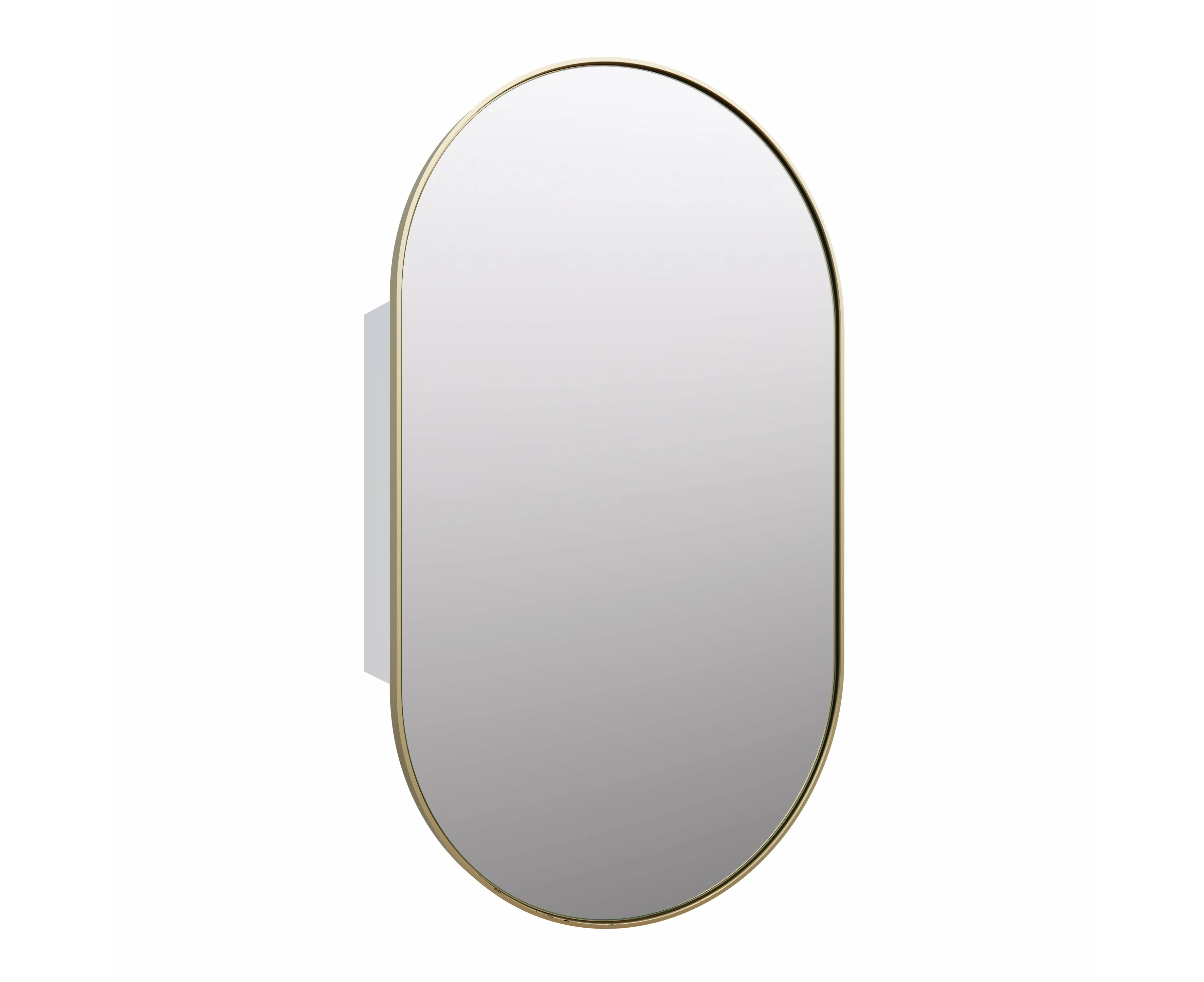 Future Glass Nia Pill Mirror Cabinet 960 x 560mm - Satin Brass