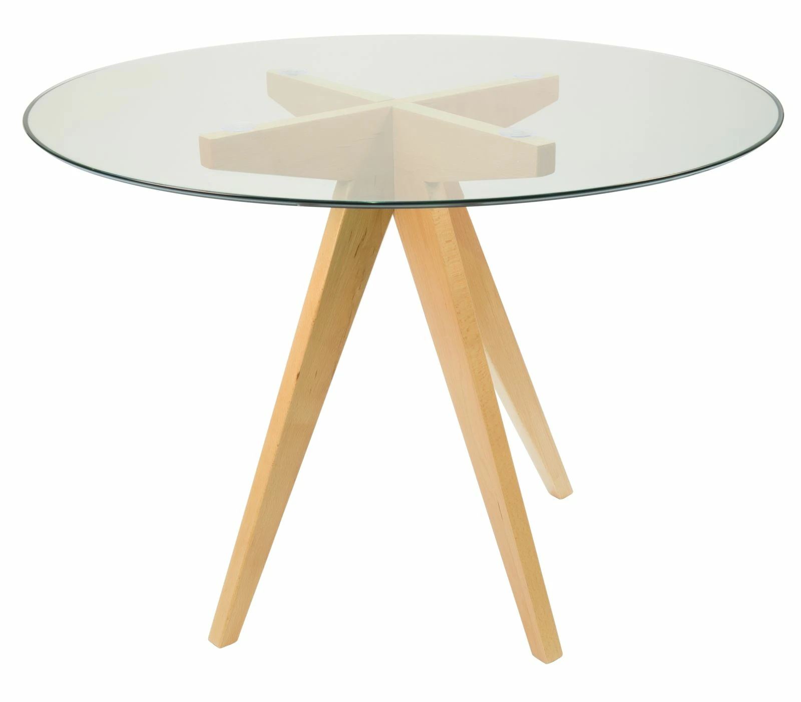 Jean Prouve Inspired Round Glass Dining Table | 100cm - Natural