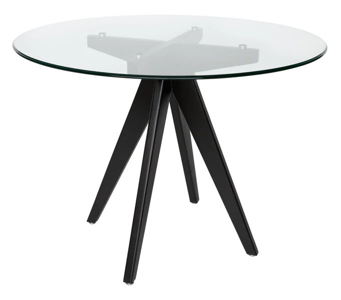 Jean Prouve Inspired Round Glass Dining Table | 100cm - Black