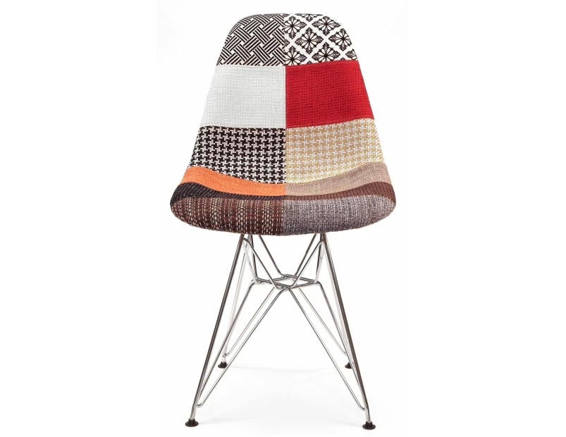 Replica Eames DSR Eiffel Chair | Fabric & Chrome - Multicoloured V2