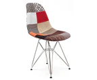 Replica Eames DSR Eiffel Chair | Fabric & Chrome - Multicoloured V2