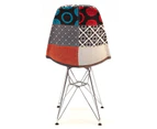 Replica Eames DSR Eiffel Chair | Fabric & Chrome - Multicoloured V2