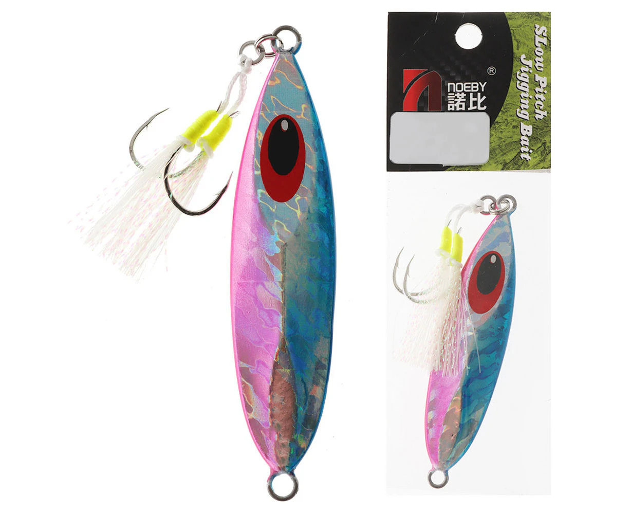 NOEBY NBL Metal Leaf Slow Pitch Jig - Rigged 60g Pink Tiger