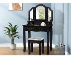 ALFORDSON Dressing Table Stool Set Makeup Foldable Mirror Vanity Desk Black