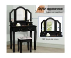 ALFORDSON Dressing Table Stool Set Makeup Foldable Mirror Vanity Desk Black