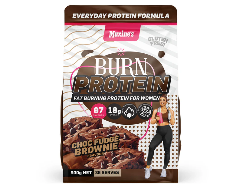 Maxine's Burn Protein Powder Choc Fudge Brownie 900g / 36 Serves