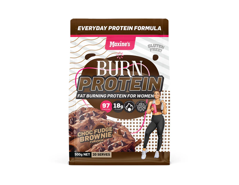 Maxine's Burn Protein Powder Choc Fudge Brownie 500g / 20 Serves