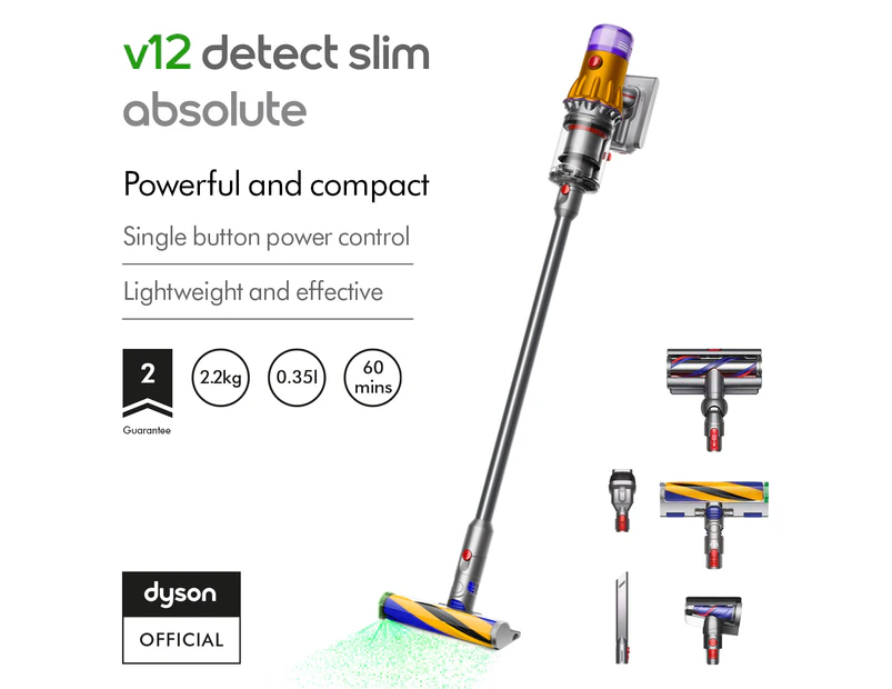 Dyson V12 Detect Slim™ stick vacuum cleaner (Yellow/Nickel)