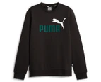Puma Youth Boys' Essentials+ Two Tone Big Logo Crew Sweatshirt - Black/Malachite