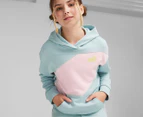 Puma Youth Girls' Power Colour Block Hoodie - Turquoise Surf