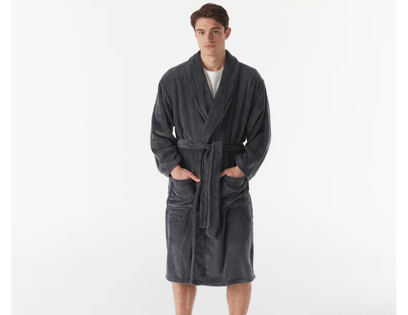 Bambury Unisex Retreat Microplush Robe - Pewter