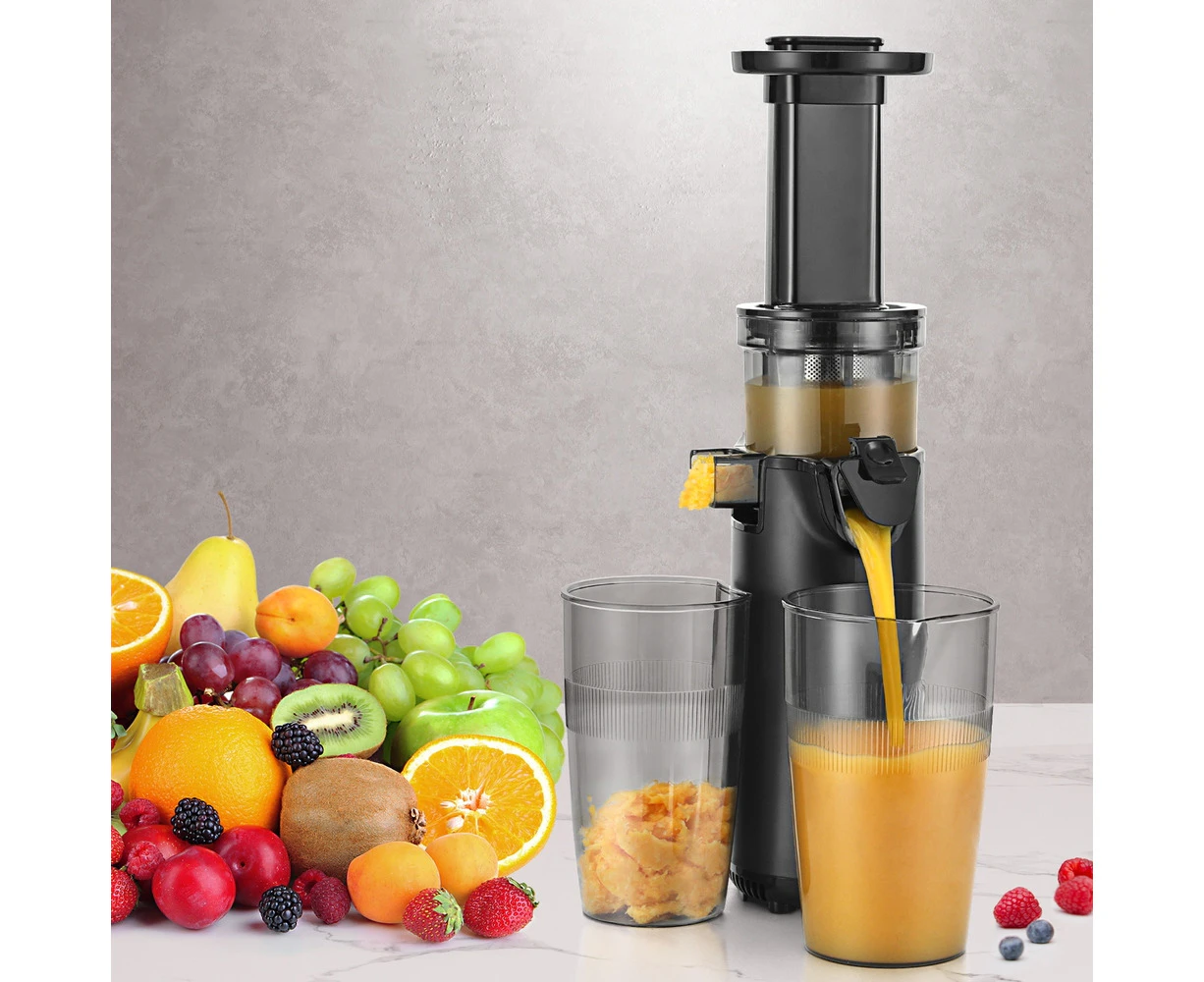 Devanti Slow Juicer Cold Press Fruit Juice Extractor 130W Black