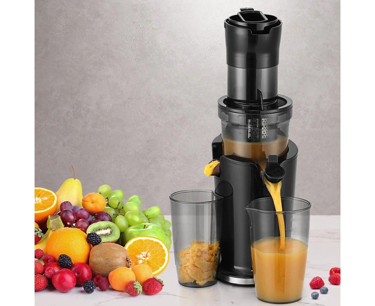 Devanti Slow Juicer Cold Press Fruit Juice Extractor 200W Black