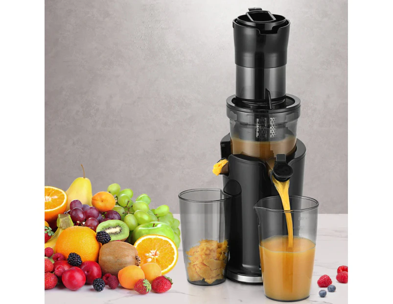 Devanti Slow Juicer Cold Press Fruit Juice Extractor 200W Black