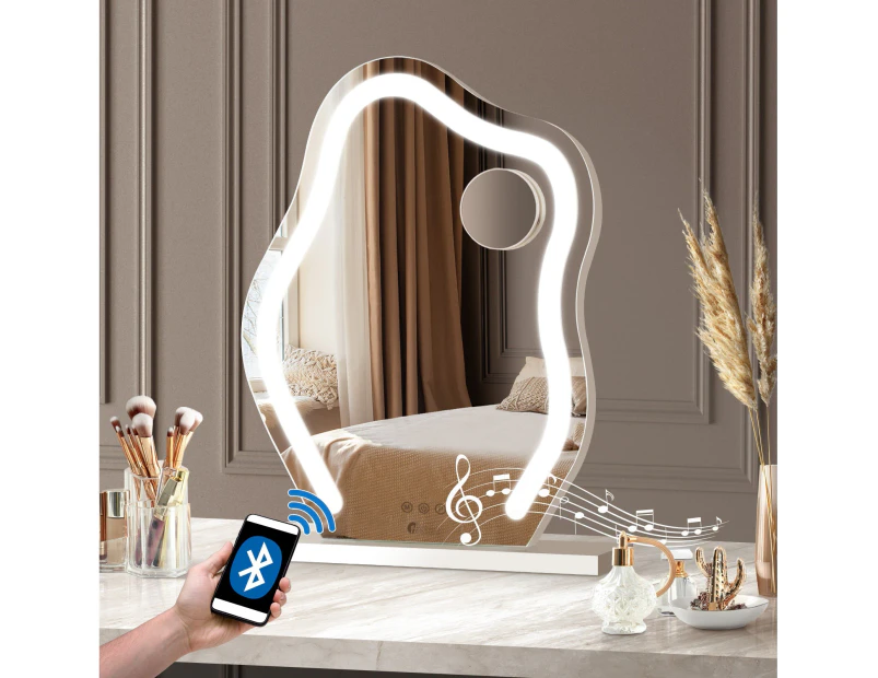 Oikiture 45x58cm Makeup Mirror Bluetooth Hollywood LED Light Vanity Mirrors Standing