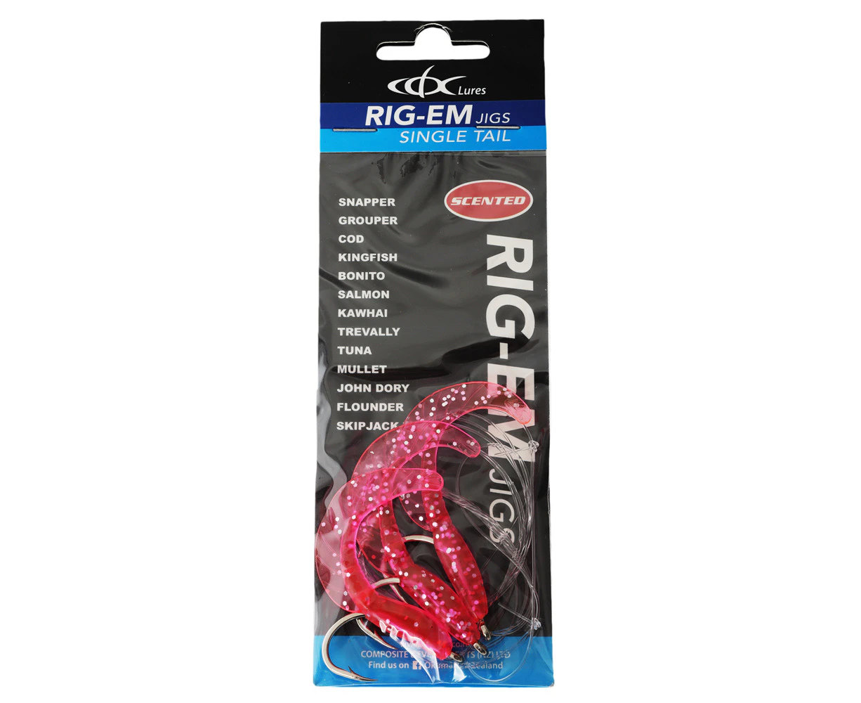 CDX Rig-Em Single Tail Soft Jig Rig 7cm Pink