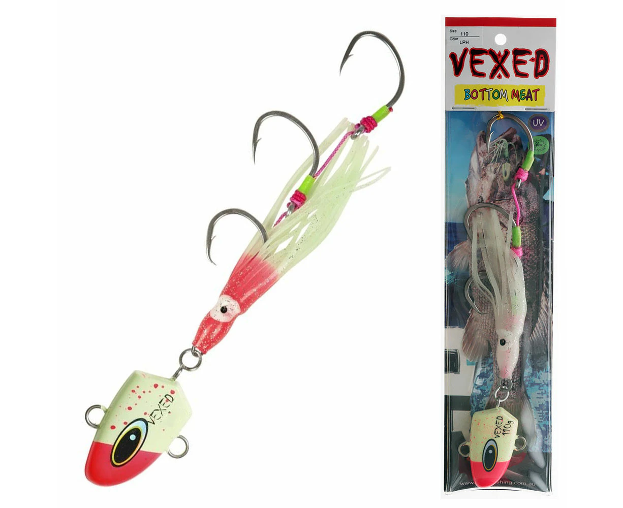 Vexed Bottom Meat Hybrid Jig / Bait Rig 110g Lumo Pinkhead