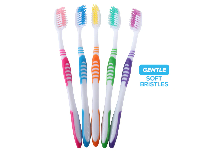1st Care 180PCE Toothbrushes Soft Bristles Assorted Colours - Purple, Green, Blue, Pink, Orange