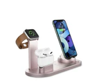 3 in 1 Wireless Charger Dock Charging Station For Apple Watch iPhone - Rose gold