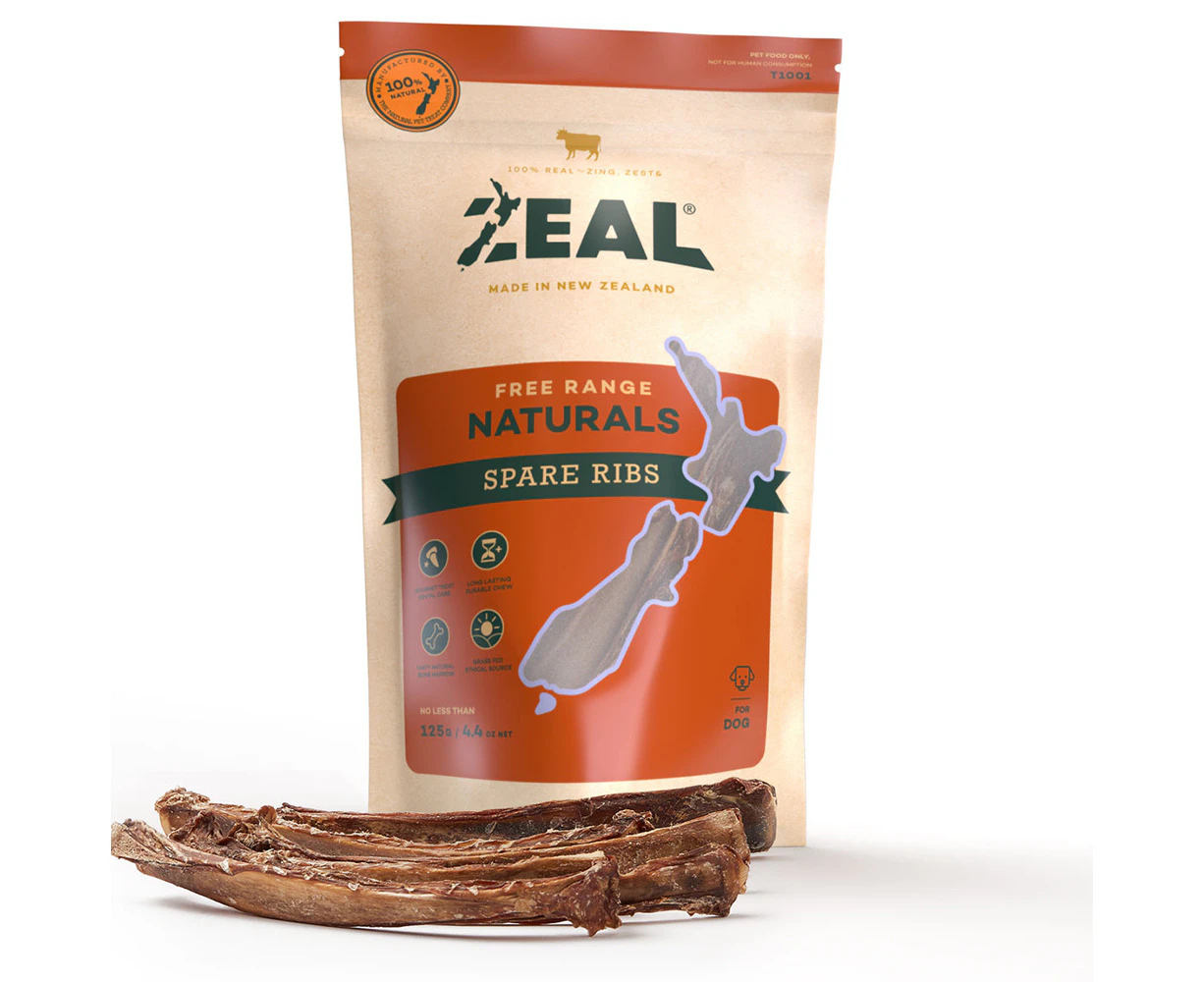 Spare Ribs 125 gram Free Range Naturals Dog Treats by ZEAL