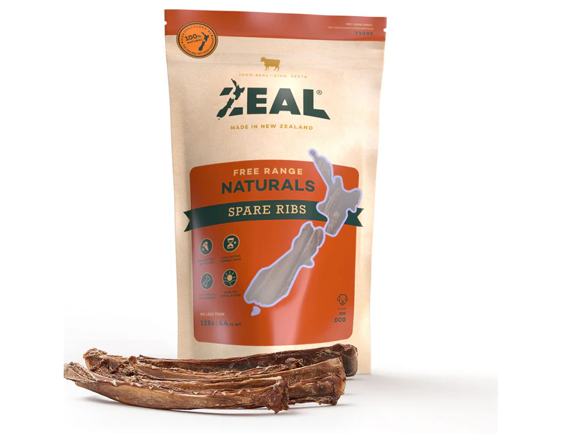 Spare Ribs 125 gram Free Range Naturals Dog Treats by ZEAL