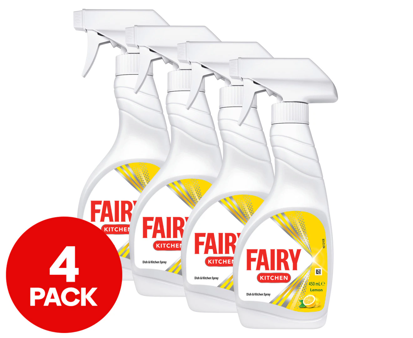 4 x Fairy Lemon Dish & Kitchen Spray 450mL