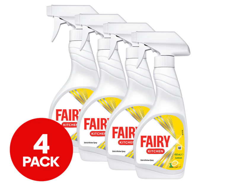 4 x Fairy Lemon Dish & Kitchen Spray 450mL
