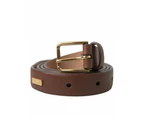 Dolce & Gabbana Brown Calf Leather Gold Metal Buckle Belt