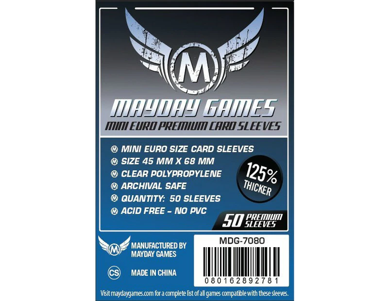 Mayday Premium Mini Euro Card Sleeve (pack Of 50) 45 Mm X 68 Mm (dark Blue)