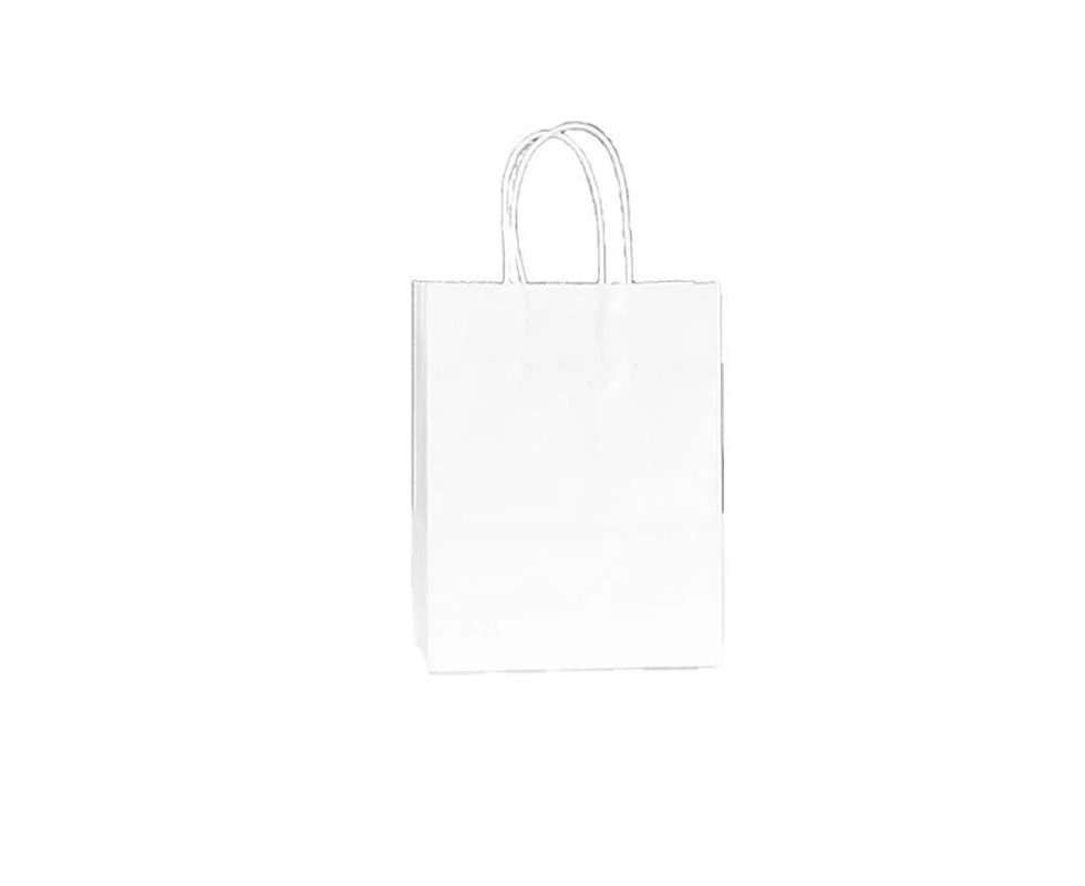 Kraft Paper Bags 20PCS 12Colours Tote Carry Shopping Bags with Handles - White