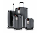 Luggage Travel Suitcase Set 4 Piece Carry On Traveller Checked Bag Hard Shell Lightweight Trolley TSA Lock Expandable Grey