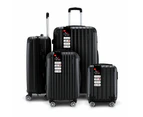 4 Piece Luggage Suitcase Set Carry On Traveller Bag Hard Shell TSA Lock Checked Trolley Rolling Lightweight Expandable Black