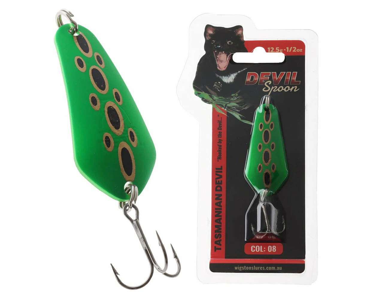 Tasmanian Devil Devil Spoon 08 12.5g Lime Frog