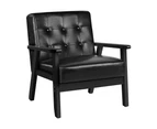 ALFORDSON Wooden Armchair Accent Lounge Chair PU Leather Seat Sofa Couch Black