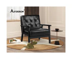 ALFORDSON Wooden Armchair Accent Lounge Chair PU Leather Seat Sofa Couch Black