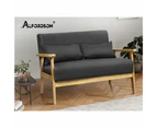 ALFORDSON Wooden Armchair 2 Seater Sofa Fabric Lounge Chair Accent Couch Seat Dark Grey