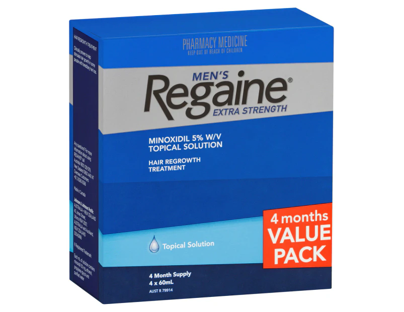 Regaine Men's Extra Strength Minoxidil Hair Regrowth Treatment 4 x 60mL